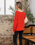 Sew In Love Full Size Color Block Drop Shoulder Sweater