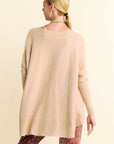 Davi & Dani Round Neck Dropped Shoulder Long Sleeve Knit Top