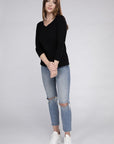 Zenana Cotton V-Neck Long Sleeve T-Shirt