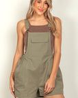 VERY J Adjustable Suspender Overalls with Pockets