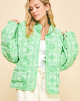 Davi & Dani Vintage Print Open Front Jacket with Pockets