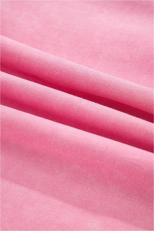 Plus Size Waffle Bowknot Patchwork Mineral Wash Sweatshirt