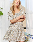 ADORA Floral Square Neck Puff Sleeve Dress