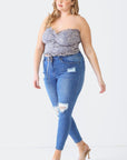 Zenobia Plus Size Drawstring Smocked Floral Tube Top