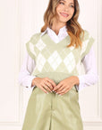 Lilou Knitted Argyle Sweater Vest