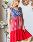 Heimish Full Size US Flag Theme Contrast Tank Dress