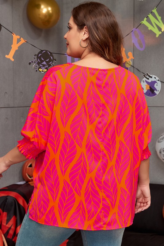 PLUS Women Smocked Lantern Sleeve Plus Size Blouse