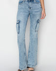 RISEN Full Size High Rise Cargo Flare Jeans