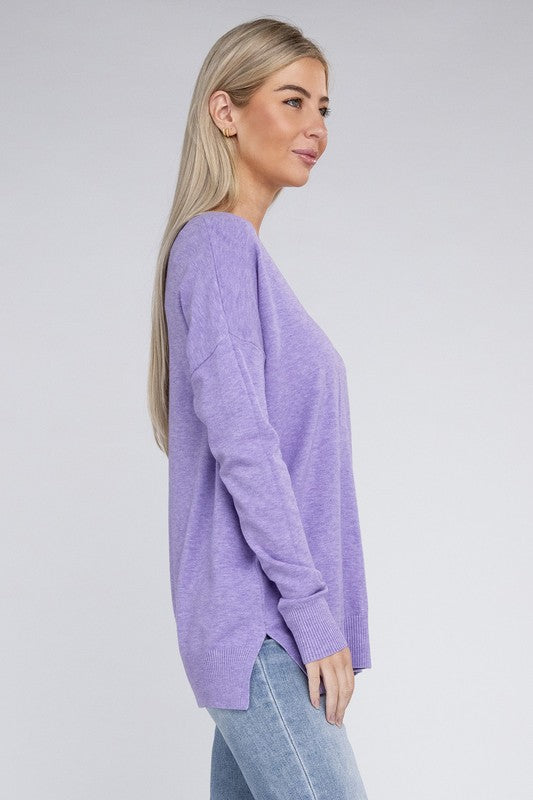 Zenana Garment Dyed Front Seam Sweater