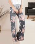 Drawstring Floral Wide Leg Pants