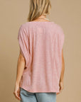 Umgee Exposed Seam Round Neck Batwing Sleeve Knit Top