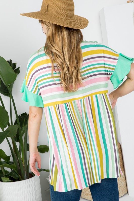 e Luna PLUS Striped Babydoll Tunic Top