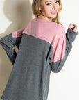 e Luna PLUS Solid Waffle Colorblock Top