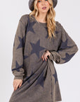 SAGE + FIG Washed Star Print Round Neck Dress