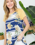 Floral Strip Mix Baseball Top - Online Only - My Pampered Life Seattle