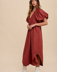 Annie Wear Smocked Puff Sleeve Midi Dress