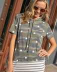 e Luna PLUS Camo Striped Hoodie Top