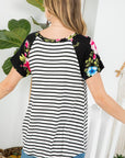 e Luna Floral Striped Mixed Top