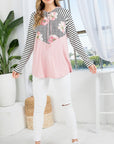 e Luna PLUS Floral Striped Sweatshirt