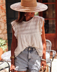 White Ruffled Lace Flowy Tank Top