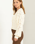 HYFVE Days Together Pointelle Sweater Cardigan