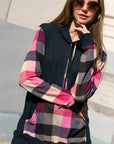 e Luna Plaid Mixed Hoodie Sweatshirt