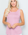 Celeste Full Size Backside Bow Tie Striped Tank