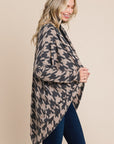 BOMBOM Houndstooth Open Front Cocoon Knit Cardigan