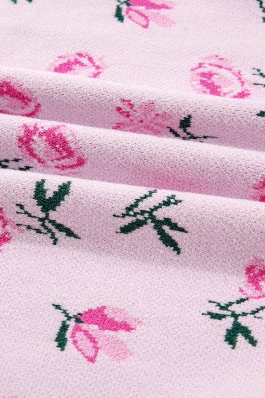 Floral Drop Shoulder Cropped Sweater