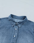 Denim Frilled Short Sleeve Snap Button Shirt