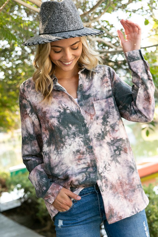 e Luna Tie Dye Button Down Shirts