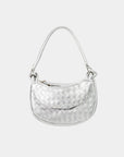 Fame PU Leather Basket Weave Half Moon Bag