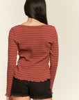 Jade By Jane Round Neck Striped Top