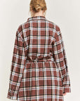 Plus Jade by Jane Plaid Print Collar Long Shirt Dress