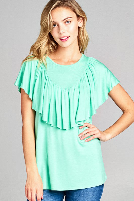 Solid Ruffle Detail Top - Online Only