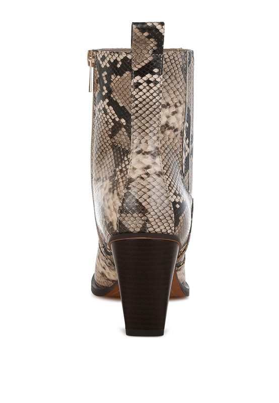 Cornus Snake Print Ankle Boots