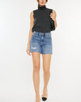 Kancan Distressed High Waist Denim Shorts