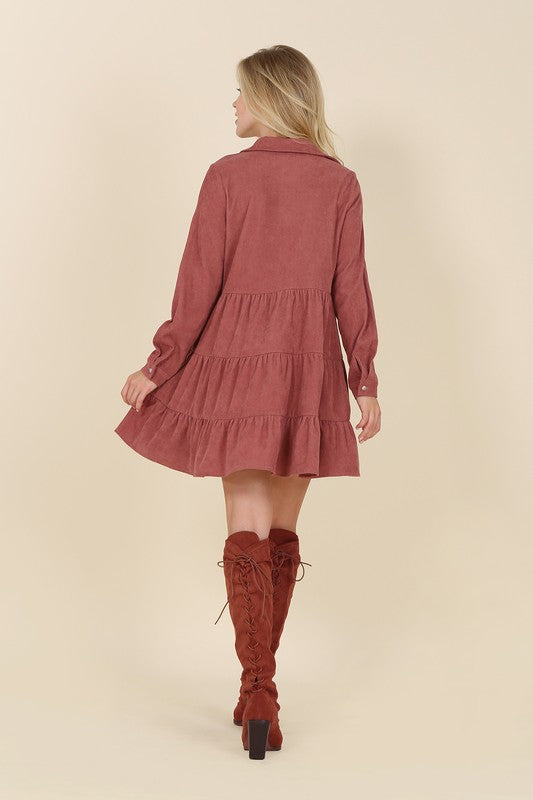 Corduroy Tiered Dress - Online Only