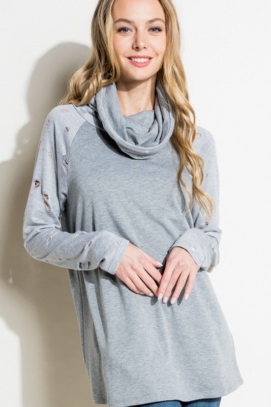 Distressed Terry Mix Tunic