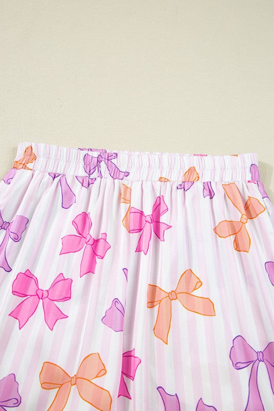 Stripe Bow Shirt and Pants Pajama Set