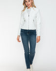 Snobbish PU Leather Zip Up Jacket with Pockets