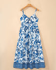 Floral Twisted Bust Spaghetti Strap Backless Maxi Dress