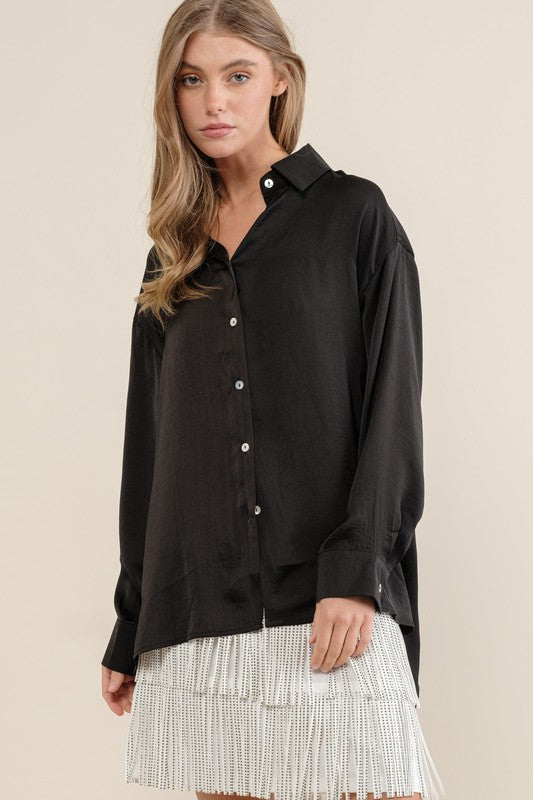 Light Satin Button Down Shirt