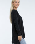 ZENANA Hi-Low Hem Front Seam Sweater