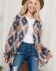 e Luna PLUS Fuzzy Aztec Button Down Shacket