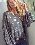 e Luna Allover Floral Print Sweatshirt