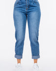 American Bazi High Waist Pleated Waist Mom Jeans