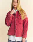 Davi & Dani Quilted Button Down Shacket with Chest Pockets