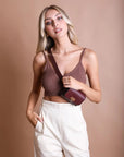 Mini Faux Leather Belt Bag with Gold Chain