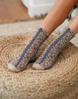 Embroidered Floral Crew Socks – Cottagecore Flower Socks